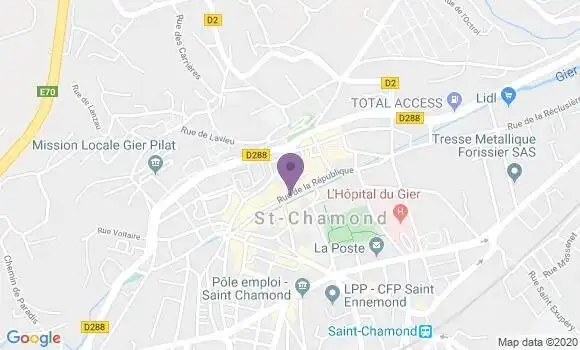 Localisation BNP Paribas Agence de Saint Chamond