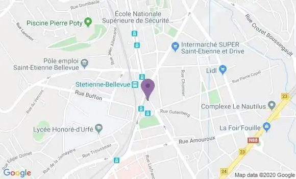 Localisation BNP Paribas Agence de Saint Etienne Bellevue