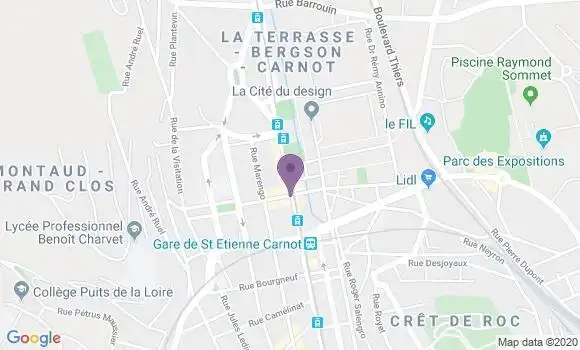 Localisation BNP Paribas Agence de Saint Etienne Carnot