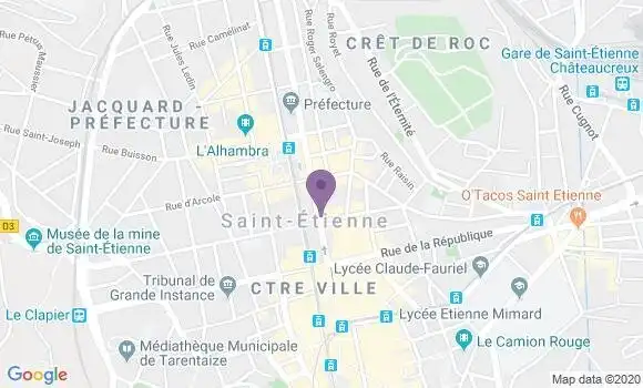 Localisation BNP Paribas Agence de Saint Etienne Hôtel de Ville