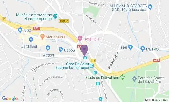 Localisation BNP Paribas Agence de Saint Etienne la Terrasse