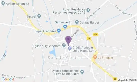 Localisation BNP Paribas Agence de Sury le Comtal