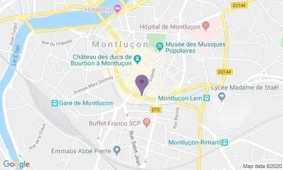 Localisation BNP Paribas Agence de Montluçon
