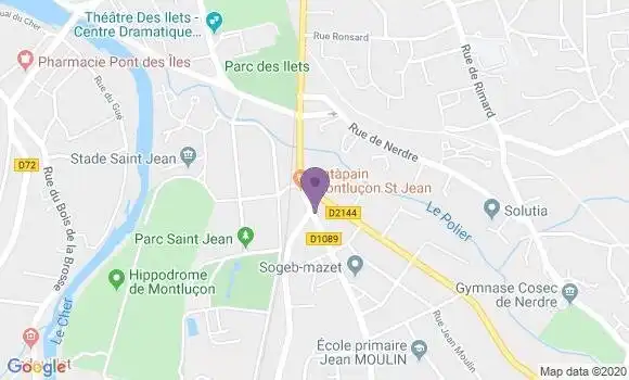 Localisation BNP Paribas Agence de Montluçon Saint Jean