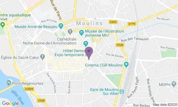 Localisation BNP Paribas Agence de Moulins