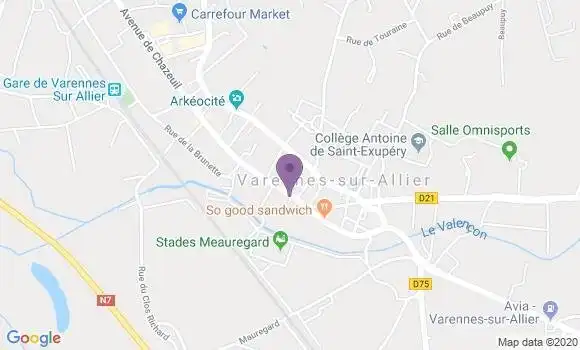 Localisation BNP Paribas Agence de Varennes sur Allier