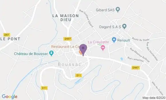 Localisation BNP Paribas Agence de Boussac