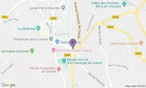 Localisation BNP Paribas Agence de Guéret