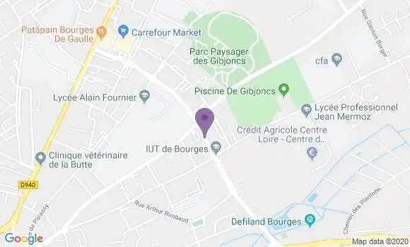 Localisation BNP Paribas Agence de Bourges Cap Nord