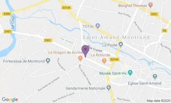 Localisation BNP Paribas Agence de Saint Amand Montrond