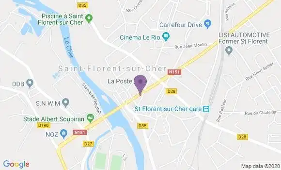 Localisation BNP Paribas Agence de Saint Florent sur Cher