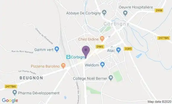 Localisation BNP Paribas Agence de Corbigny