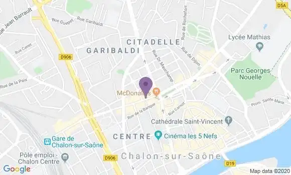 Localisation BNP Paribas Agence de Châlon sur Saône République