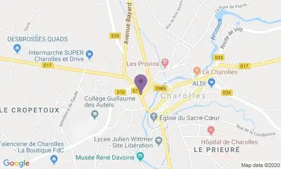 Localisation BNP Paribas Agence de Charolles