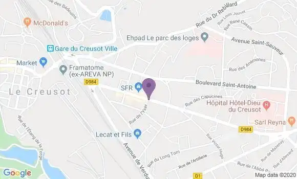 Localisation BNP Paribas Agence de Le Creusot