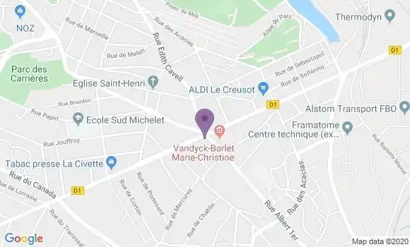 Localisation BNP Paribas Agence de Le Creusot 4 Chemins