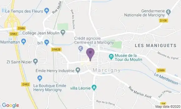 Localisation BNP Paribas Agence de Marcigny