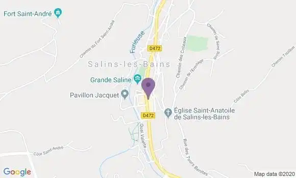 Localisation BNP Paribas Agence de Salins les Bains