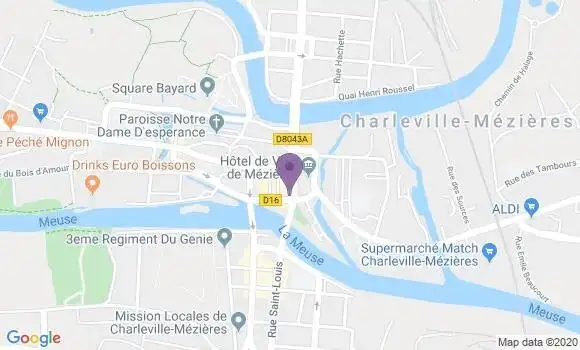 Localisation BNP Paribas Agence de Charleville Mezières Hôtel de Ville