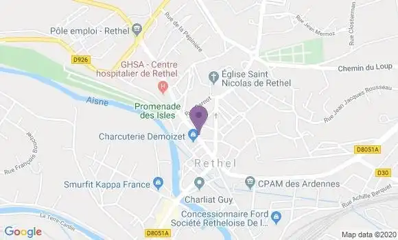Localisation BNP Paribas Agence de Rethel