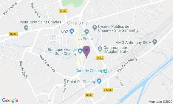 Localisation BNP Paribas Agence de Chauny