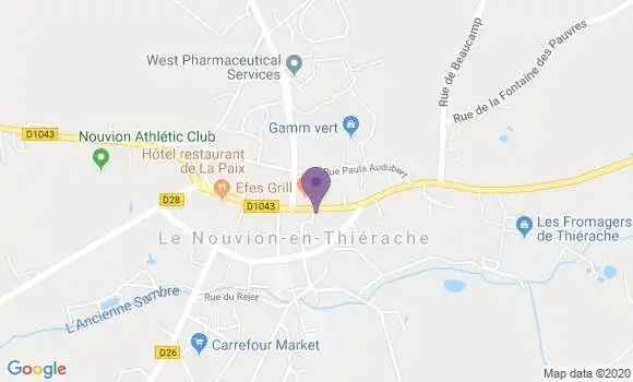 Localisation BNP Paribas Agence de Le Nouvion en Thiérache