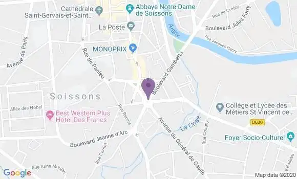 Localisation BNP Paribas Agence de Soissons