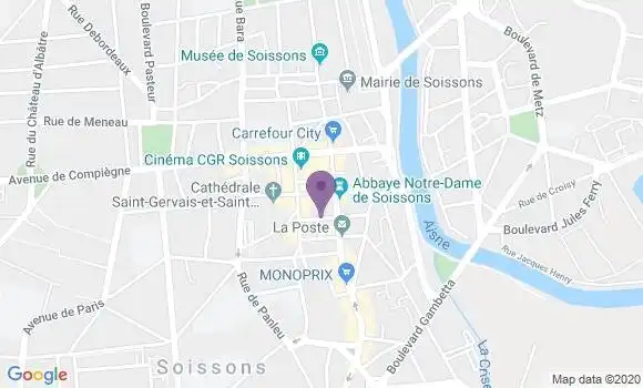 Localisation BNP Paribas Agence de Soissons Cathédrale