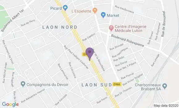 Localisation BNP Paribas Agence de Reims Avenue de Laon