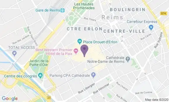 Localisation BNP Paribas Agence de Reims d