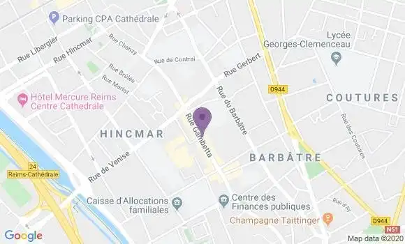Localisation BNP Paribas Agence de Reims Gambetta