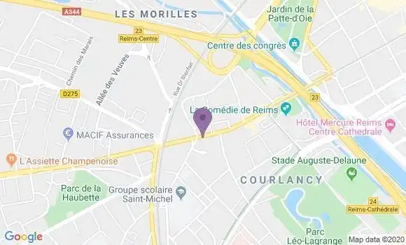 Localisation BNP Paribas Agence de Reims Porte de Paris