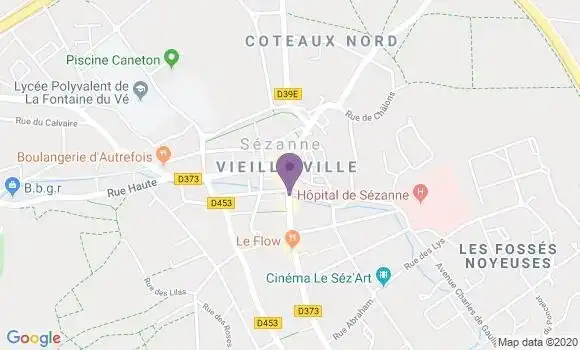 Localisation BNP Paribas Agence de Sézanne