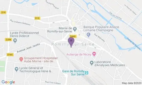 Localisation BNP Paribas Agence de Romilly sur Seine