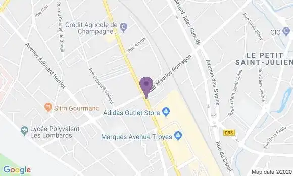 Localisation BNP Paribas Agence de Saint Julien les Villas Troyes Boulevard de Dijon