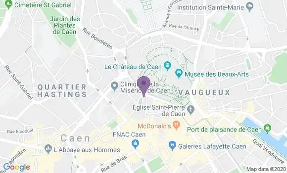 Localisation BNP Paribas Agence de Caen Château