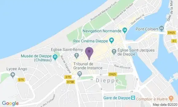 Localisation BNP Paribas Agence de Dieppe