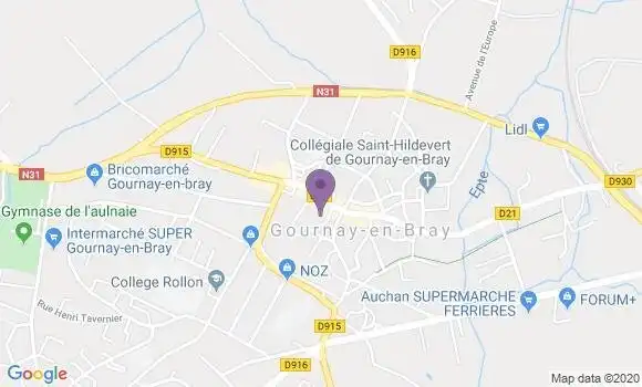 Localisation BNP Paribas Agence de Gournay en Bray