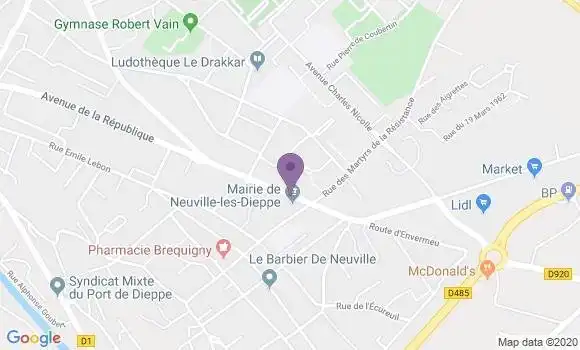 Localisation BNP Paribas Agence de Neuville lès Dieppe
