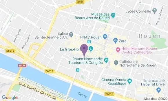 Localisation BNP Paribas Agence de Rouen Jeanne d