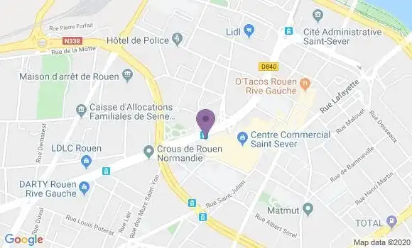 Localisation BNP Paribas Agence de Rouen Saint Sever