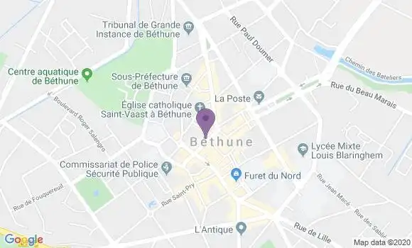 Localisation BNP Paribas Agence de Béthune
