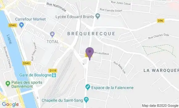 Localisation BNP Paribas Agence de Boulogne sur Mer Brequerecque