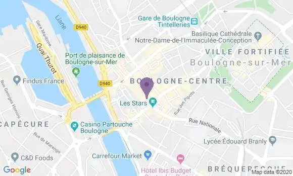 Localisation BNP Paribas Agence de Boulogne sur Mer Victor Hugo