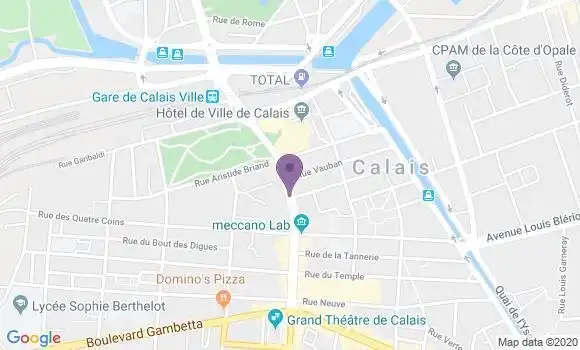 Localisation BNP Paribas Agence de Calais Jacquard