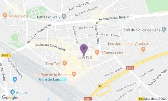Localisation BNP Paribas Agence de Lens