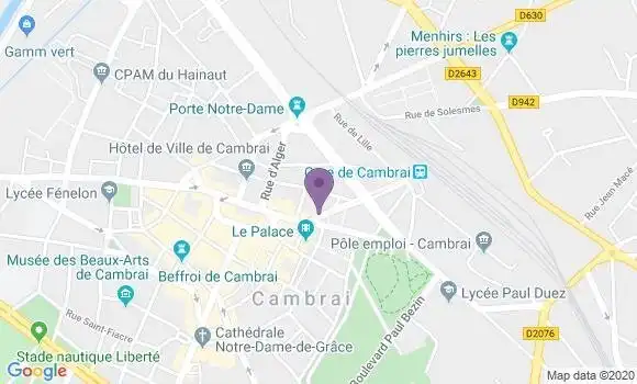 Localisation BNP Paribas Agence de Cambrai