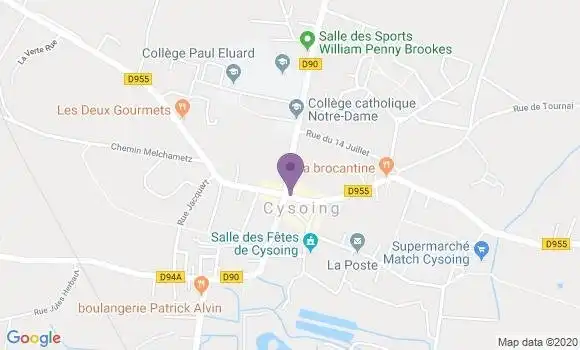 Localisation BNP Paribas Agence de Cysoing
