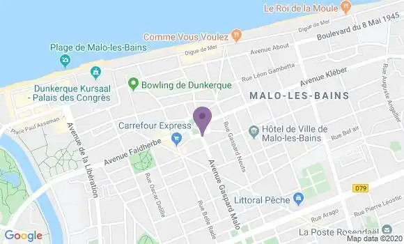 Localisation BNP Paribas Agence de Dunkerque Malo