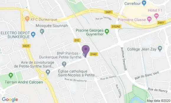 Localisation BNP Paribas Agence de Dunkerque Petite Synthe